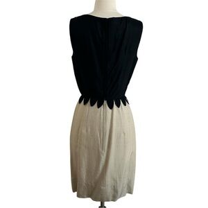 Vintage 60s Jay Herbert Silk Dress Sz XS/S Black Cream Gold Cocktail Knee Length
